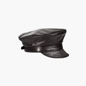 Eric Javits Dark Brown Leather Newsboy Cap